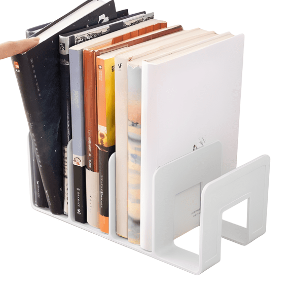 Bookshelf Bookstand Desktop Organizer Large | Plastic Storage Baffle for Teachers Office | Stable Non-Slip Lightweight ABS | 10.24x4.72x4.13in | Blue White Green | 1 Pack