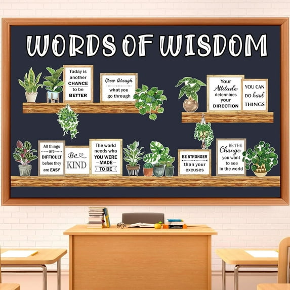 Bookshelf Bulletin Board Set Plant Motivational Classroom Decor Reading Library Bulletin Board Set Inspirational Cutout for Back to School Classroom Decoration
