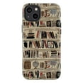 thumbnail image 1 of Bookshelf Collage Phone Case, Vintage Library Illustration iPhone Cover, Book Lover Artistic Protective Case for iPhone 16 15 14 13 12 11 Pro Plus Mini, 1 of 6