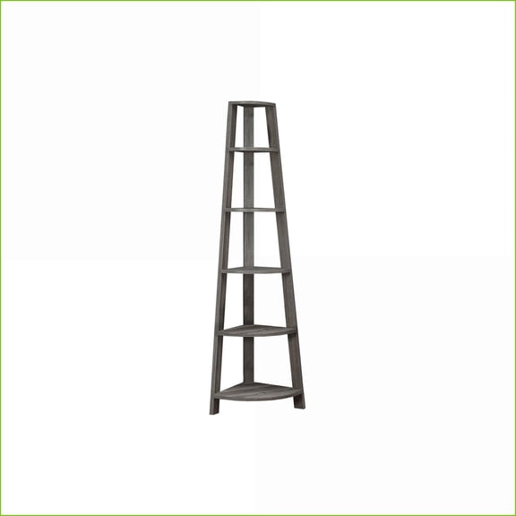 Bookshelf Contemporary 5-Tier Corner Bookcase 71"H Dark Taupe | Taupe | Particle Board