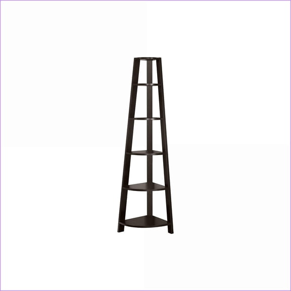 Bookshelf Corner 5-Tier 71"H Contemporary Dark Brown Espresso | Particle Board