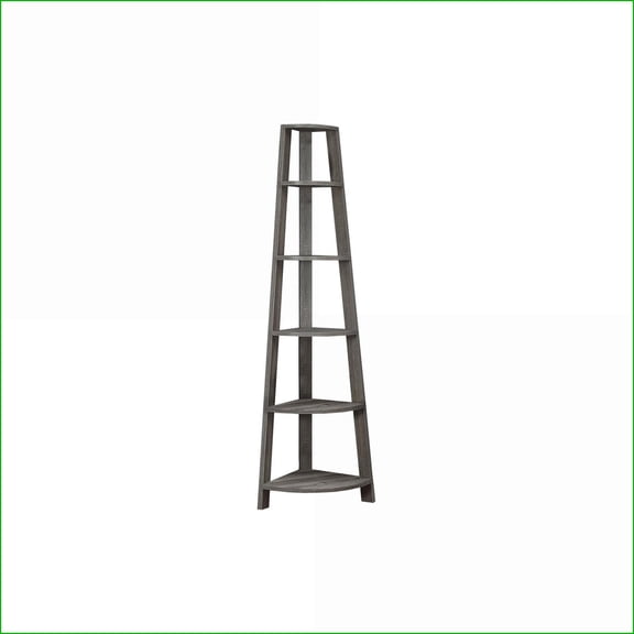 Bookshelf, Corner 5 Tier 71"H Contemporary Dark Taupe Wood-Look | Taupe | Particle Board