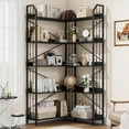 thumbnail image 1 of Bookshelf Corner Bookcase, L Shaped Bookshelf Industrial Corner Bookshelves, Large Bookcase with Metal Frame, Corner Shelf Arch Display Rack for Living Room Bedroom, 1 of 7