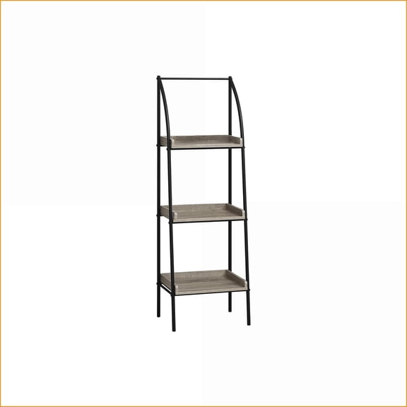 Bookshelf 3 Tier Corner Contemporary 48"H Brown Laminate Black Metal | Taupe | MDF