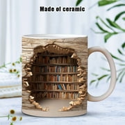 Bookshelf Cup - Library Bookshelf Cup, Book Lover Coffee Cup, Creative Space Design Multifunctional Ceramic Cup, Gifts for Boyfriends and Girlfriends(B)
