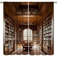 thumbnail image 1 of Bookshelf Curtains, Vintage Library with Books Window Treatments for Kids Bedroom, Wooden Wooden Antique Bookcase Drapes 2 Panel Sets,42x54 Inch, Style-2, 1 of 6