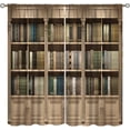 thumbnail image 1 of Bookshelf Curtains, Vintage Library with Books Window Treatments for Kids Bedroom, Wooden Wooden Antique Bookcase Drapes 2 Panel Sets,42x63 Inch, Style-3, 1 of 6
