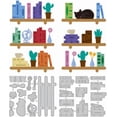 thumbnail image 1 of Bookshelf Cutting Dies Book Cat Card Making Die Stencil Carbon Steel Die Cuts Scrapbooking Embossing Template for Greeting Cards Craft Album Letter Birthday Party Invitation Envelope Decor Gray, 1 of 9