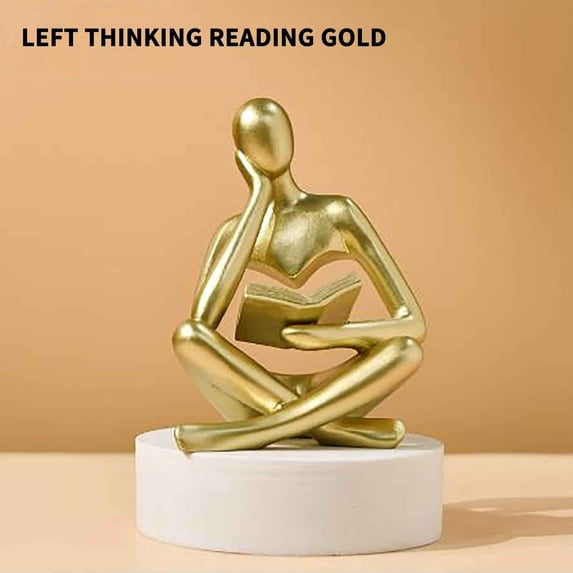 Bookshelf Decor, Reading Thinker Sculpture Figurine, Coffee Table Decor, Entry Way Table Home Decor, Decorative Statue for Living Room, Office, Bedroom