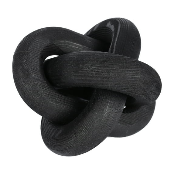 Bookshelf Decor,Wood Chain Decor, 3-Link Decorative Chain Hand Carved Boho Wood Knot Decor for Bookshelf Desk Living Room Coffee Table Farmhouse Wood Decor Ornament (Black)