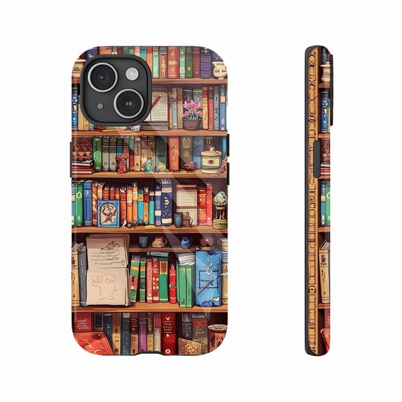 Bookshelf Design iPhone Case for Bookworms Stylish Durable Slim Fit Protective Case Compatible with iPhone 11/12/13/14/15/16 (Pro Max/Plus) Great for Daily Use or Gifts