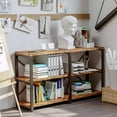 thumbnail image 1 of Bookshelf Double Wide 55 in 3-Tier, Industrial Bookcases, Wood and Metal Bookshelves, Book Shelves for Home Office Decor Display, 1 of 13