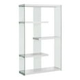 thumbnail image 1 of Bookshelf Etagere 5 Tier 60"H Office Bedroom Tempered Glass Glossy White, 1 of 7