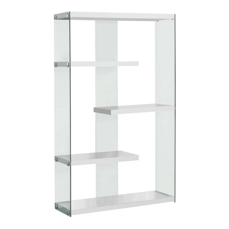 White glass shelving unit discount
