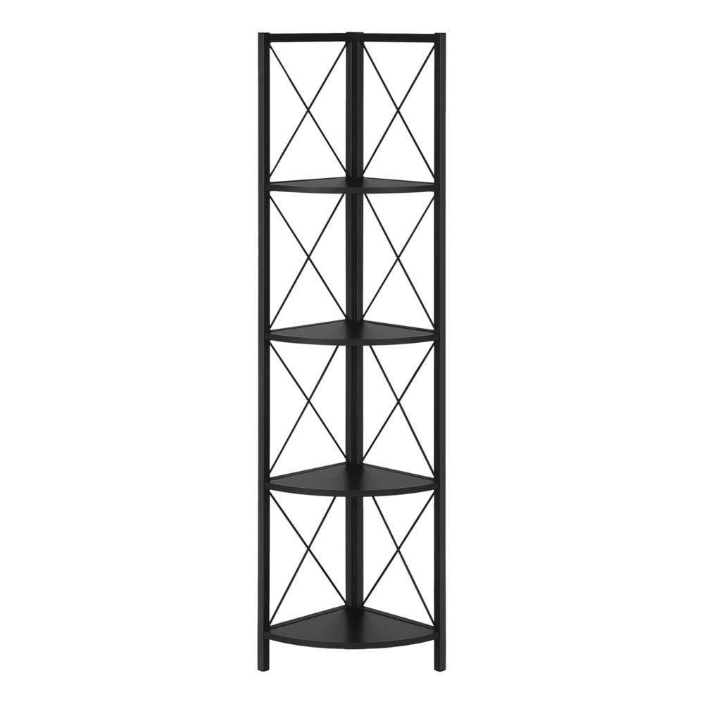 Black Metal Corner 4-Tier Etagere Bookcase