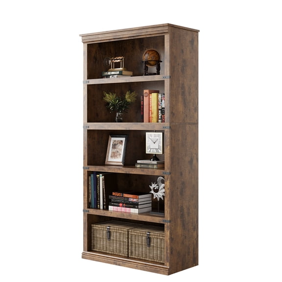 Bookshelf Farmhouse Bookcase Wooden Storage Shelf Freestanding Display Rack for Bedroom, Living Room