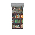 thumbnail image 1 of Bookshelf Fitted Sheet & Pillow Sham Set, Library Themed Cartoon with Shelves Full of Books Study Print, Decorative Printed 4 Piece Bedding Decor Set, Twinxl, Multicolor, by Ambesonne, 1 of 3