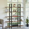 thumbnail image 1 of Bookshelf Industrial 70" Freestanding 5-Tier Tall Bookshelf Metal Frame Display Shelf with Thickened Particle Board for Bedroom, Home Office and Living Room, Rustic Brown, 1 of 6