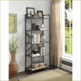 thumbnail image 1 of Bookshelf, Industrial Style Antique Oak & Light Gray | 5 Fixed Shelves 23”x13” | Oak | Metal, 1 of 7