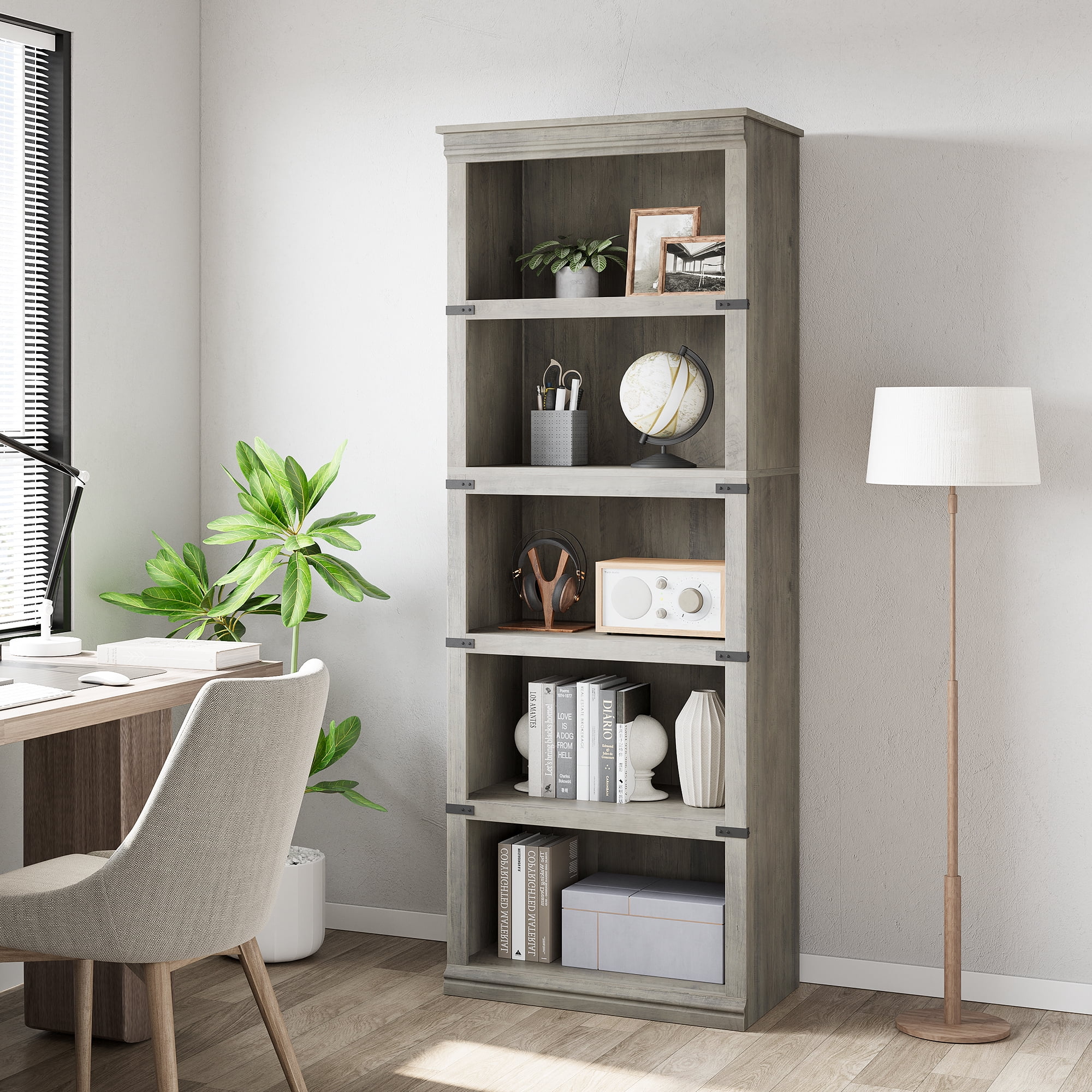 Bookshelf,Industrial Style Bookshelf Floor Standing Shelf Organizer ...