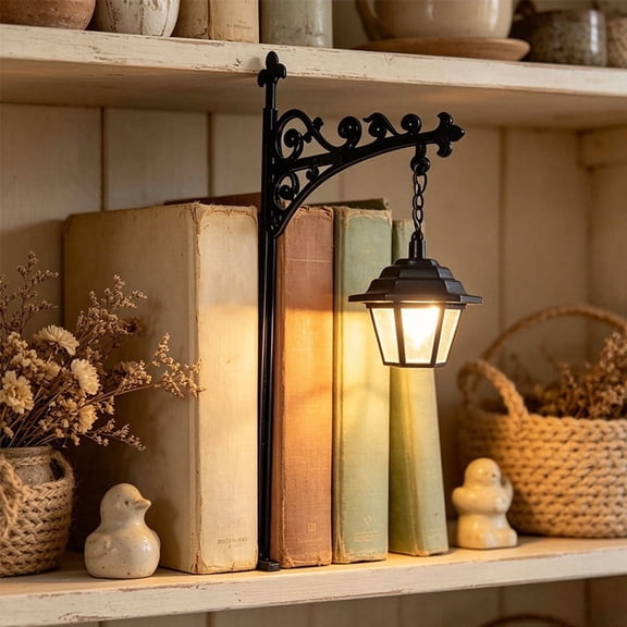 Bookshelf Lamp, Vintage Library Decorative Bookshelf Lighting and Portable Reading Light for Bookworms