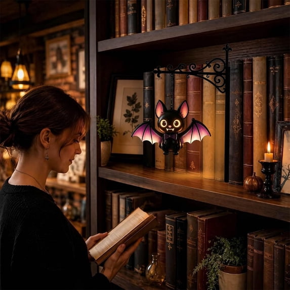 Bookshelf Lantern Lamp, Vintage Library Book Nook LED Reading Light Battery Powered Decorative Bookend Lamp, Warm Bookshelf Accent Lighting for Home Library Study Reading Corner