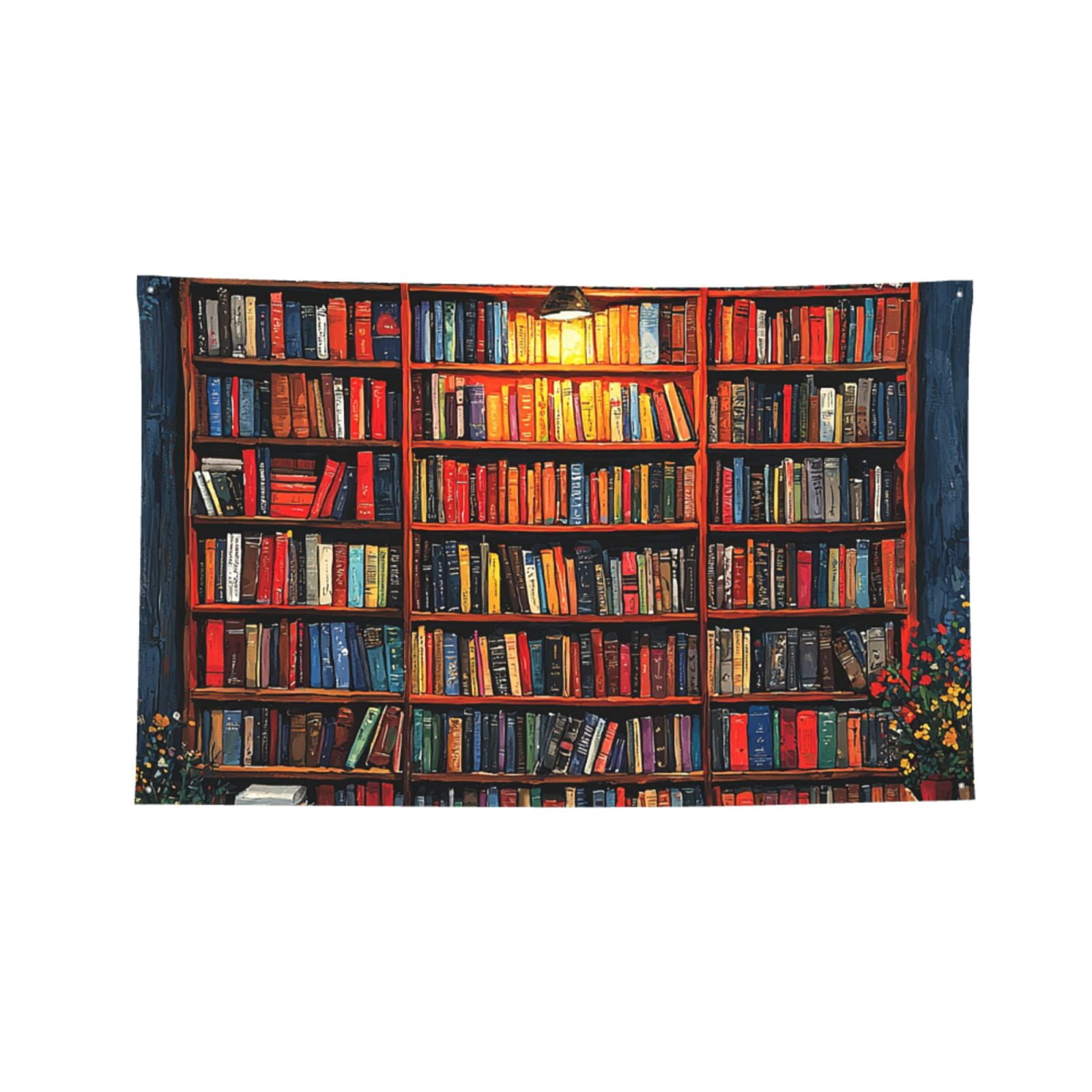 Bookshelf Library Patterns Art Four Hole Decorated Banner Flag for Garden Yard Home Decoration Indoor Outdoor 4x6 Ft