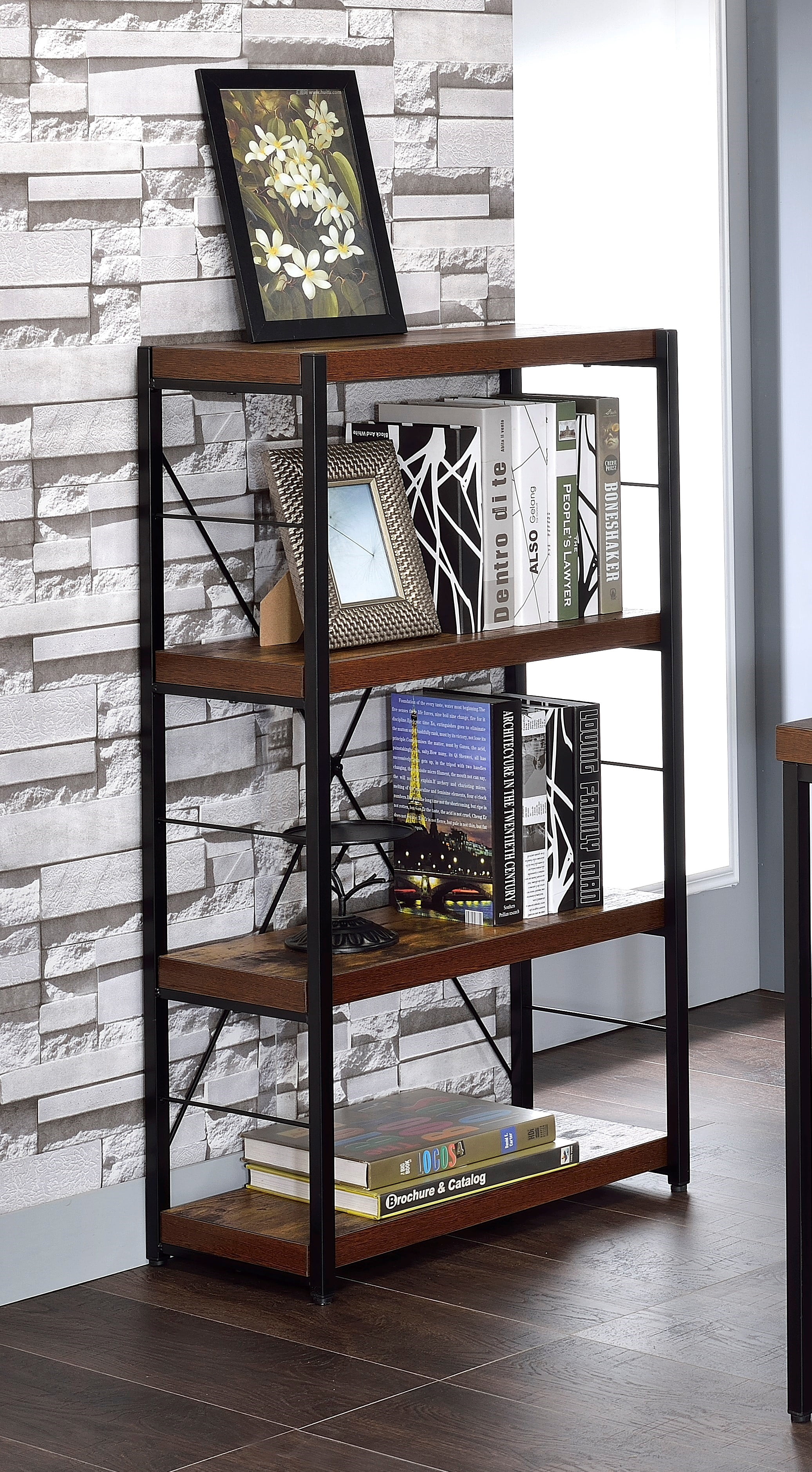 Bookshelf, Oak & Black Finish