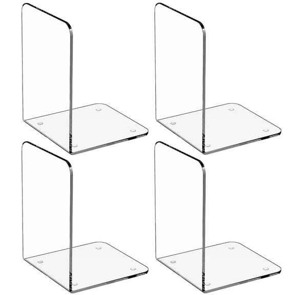 Bookshelf Partition Bookends Acrylic 2 Pairs/4 Pieces Clear Book Ends for Shelves Nonskid Book Stoppers Decor