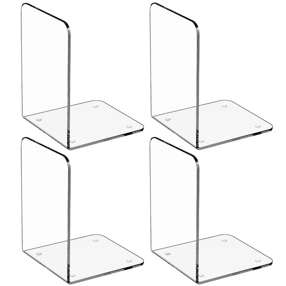 Bookshelf Partition Bookends Acrylic 2 Pairs/4 Pieces Clear Book Ends for Shelves Nonskid Book Stoppers Decor