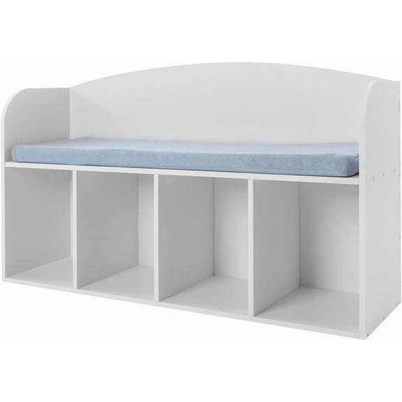 Bookshelf with Reading Nook, Book Display Case with Soft Cushion, Storage Bench with Book Rack, Low Square Book Cabinet, for Living Room Bedroom Books