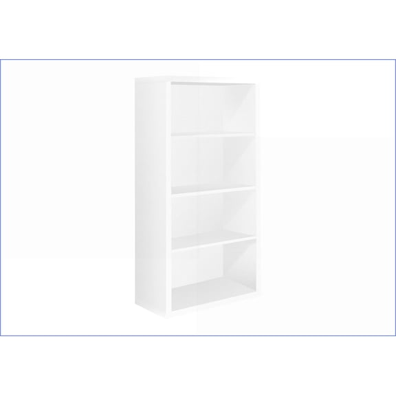 Bookshelf: Sleek Contemporary 4-Shelf with Adjustable Shelves, 47.5"H for Office/Bedroom | White | Particle Board