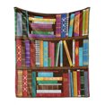 thumbnail image 1 of Bookshelf Soft Flannel Fleece Blanket, Digital Drawing Graphic of Home Library with Books About Different Subjects Image, Cozy Plush for Indoor and Outdoor Use, 70" x 90", Multicolor, by Ambesonne, 1 of 5