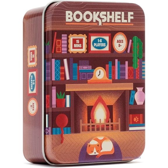 Bookshelf Stacking Game, 2-4 Players Cooperative Tin Box