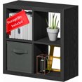 thumbnail image 1 of Bookshelf with Storage Bin, 4-Cube Storage Organizer, Modern Wood Open Bookcase, Multifunctional Display Shelf for Living Room, Bedroom, Home Office, Black, 1 of 8