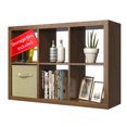 thumbnail image 1 of Bookshelf with Storage Bin, 6-Cube Storage Organizer, Modern Wood Open Bookcase, Multifunctional Display Shelf for Living Room, Bedroom, Home Office, Classic Oak, 1 of 7