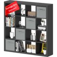 thumbnail image 1 of Bookshelf with Storage Bins, 16-Cube Storage Organizer with Back Panels, Modern Wood Open Bookcase, Multifunctional Display Shelf for Living Room, Bedroom, Home Office, Black, 1 of 6