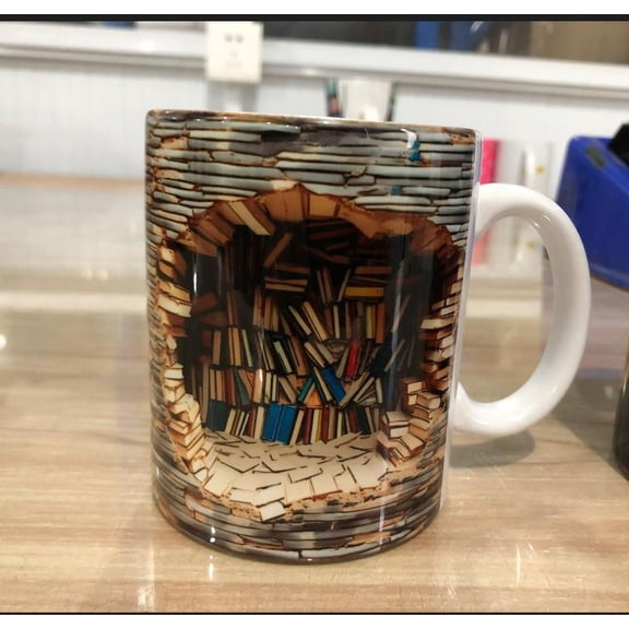 Bookshelf Style Insulated Mug 350ml for Coffee Tea Toothbrush Cup Plastic BPA Free Home Office Travel