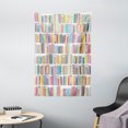 thumbnail image 1 of Bookshelf Tapestry, Cartoon Library with Colorful Books Literature Study Reading Novels School Print, Wall Hanging for Bedroom Living Room Dorm Decor, 40"W X 60"L, Multicolor, by Ambesonne, 1 of 2