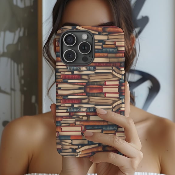 Bookshelf Vintage Library Book Lover Aesthetic Artistic Phone Case for iPhone 11 12 13 14 15 16 17 Pro Max