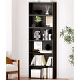 thumbnail image 1 of Bookshelf and Bookcase, Floor Standing 6-Tier Display Storage Shelves for Living Room, Home Office, and Bedrooms, Black, 1 of 6