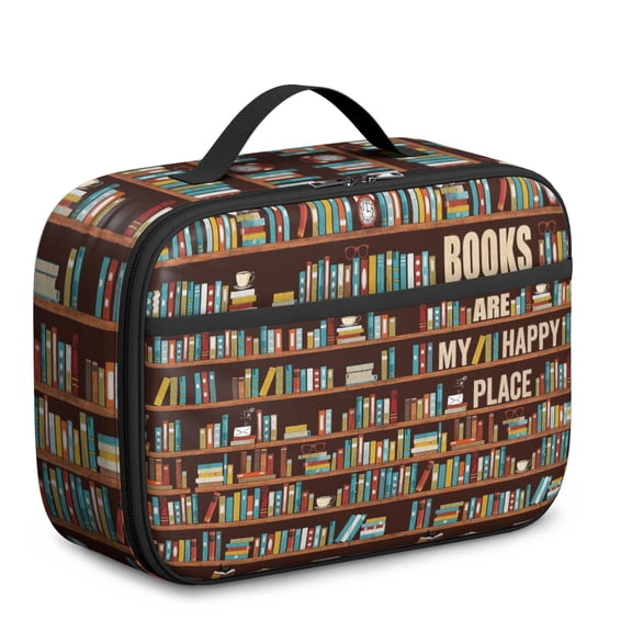 Bookshelf-themed Lunch Bag, Insulated Lunch Tote with Book Lover and Reading Designs – Durable, Lightweight Lunch Box for School, Travel, and Daily Use
