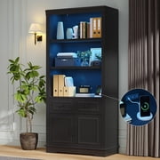 IDEALSOUL Storage Sideboard, 71" Display Cabinet with 5-Tier Shelves, Curio Cabinet for Office, Study, Kitchen, Living Room