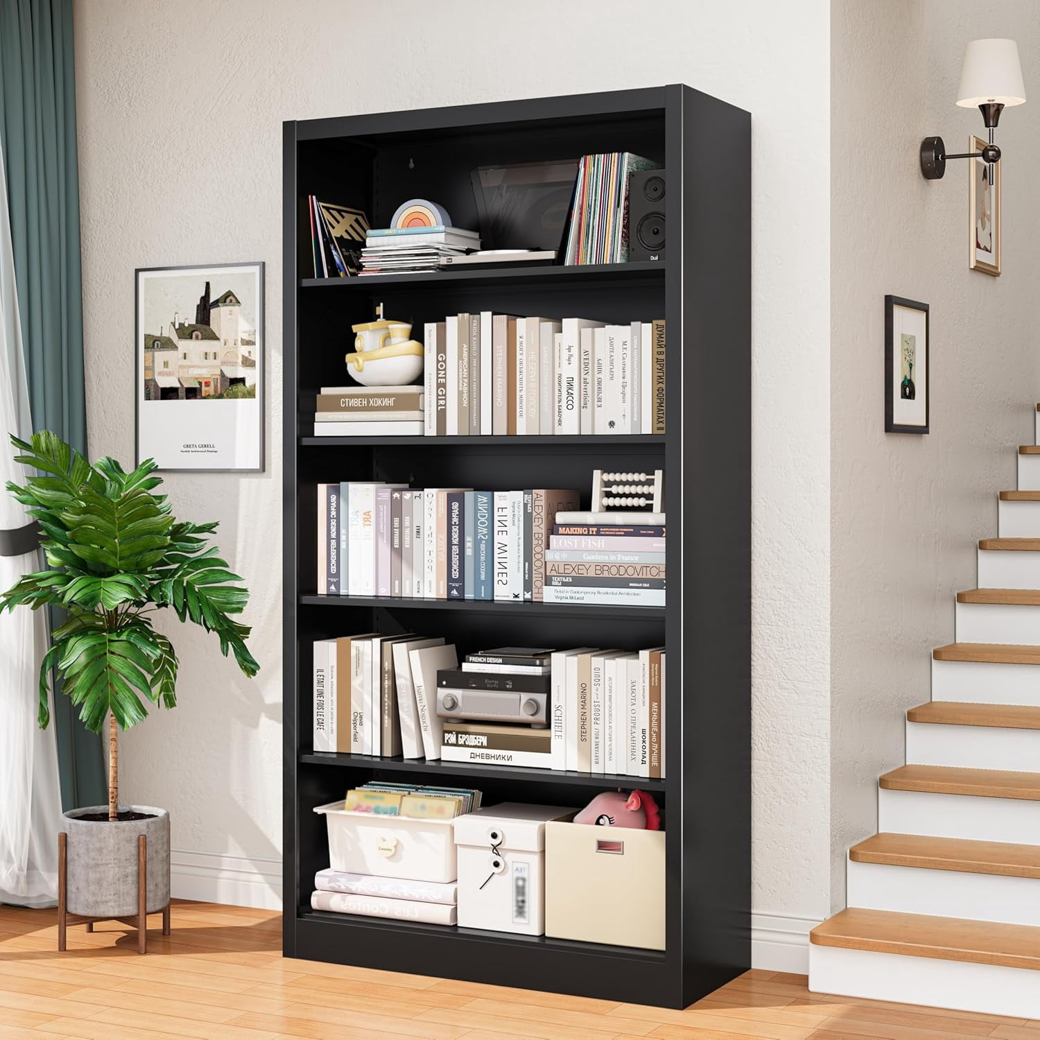 Bookshelves and Bookcases with Doors, Metal Shelving Unit, Freestanding ...
