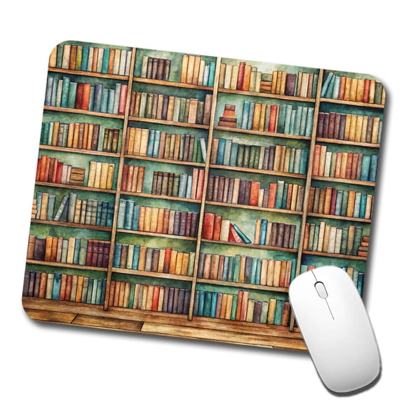 Bookshelves Library Reading Reader Books Mouse Pad Low Profile Gaming Mat