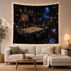 Grand Fantasy Library With Waterfall and Hanging Vines, Mystical Gothic ...