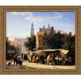 thumbnail image 1 of Bookstall on the Noordermarket 32x28 Large Gold Ornate Wood Framed Canvas Art by Cornelis Springer, 1 of 2