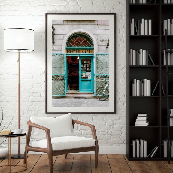 Bookstore & Cafe Art Print: Cozy Literary Wall Decor #67, Stretched Canvas Size 16x24
