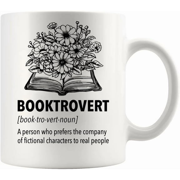Booktrovert Book Lover Gifts Definition Mug Book Readers Gifts For Women Men Sister Girlfriend Wife From Husband Boyfriend Dad Mom Funny Ceramic Mug Novelty Drinkware 11oz White