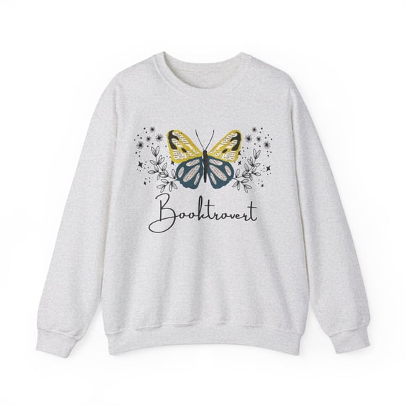 Booktrovert Book Lover Sweatshirt, Reader Butterfly Sweatshirt Reading Gift